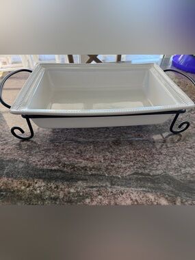 Certified International Rectangle Baking Dish with Serving Stand